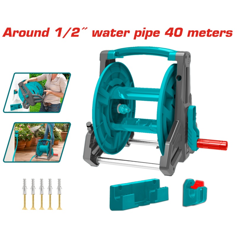 Total tools Hose reel 40 M 1/2" without hose  - THHR40122