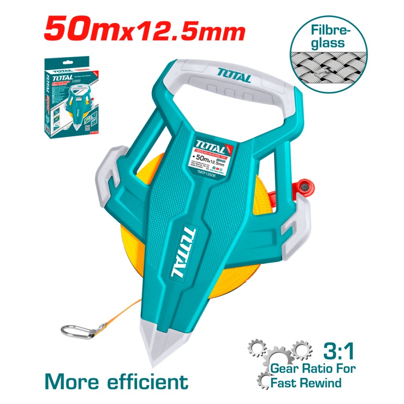Total tools Industrial Fibreglass measuring tape Integrated handle 50m * 12.5 mm ( metric and inch )- TMTF13506