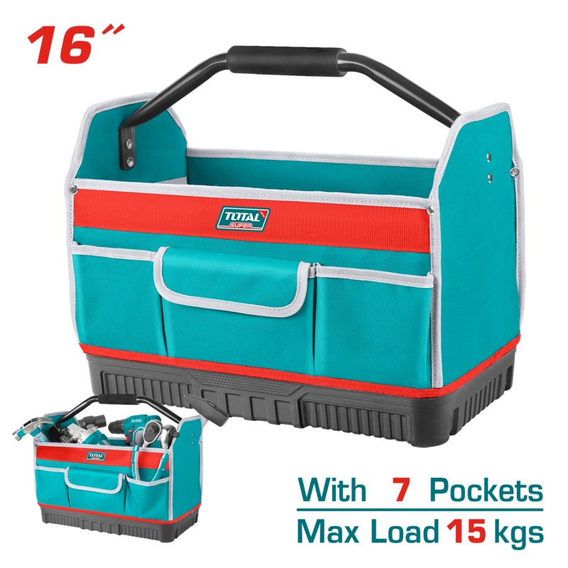 Total tools Industrial Tool bag 16" with  plastic base and  steel handle - THT36L03