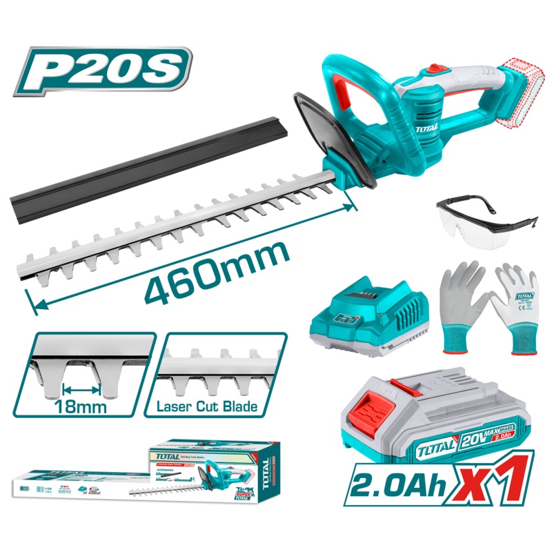 Total tools Lithium-ion hedge trimmer 20V 460 mm with battery and charger - THTLI20461