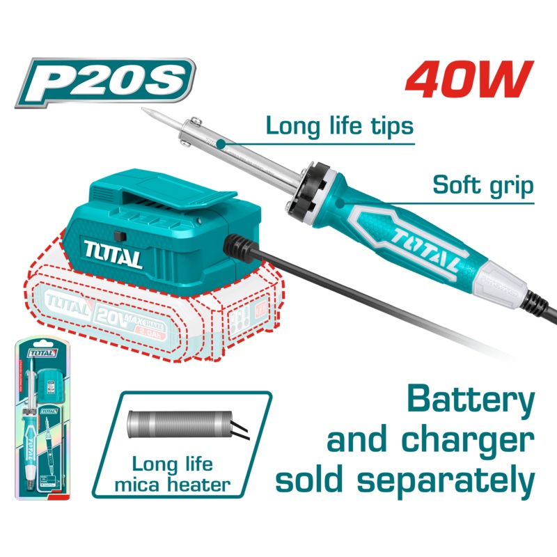 Total tools Lithiumion soldering iron 20V 40W without Battery and charger - TSILI2001