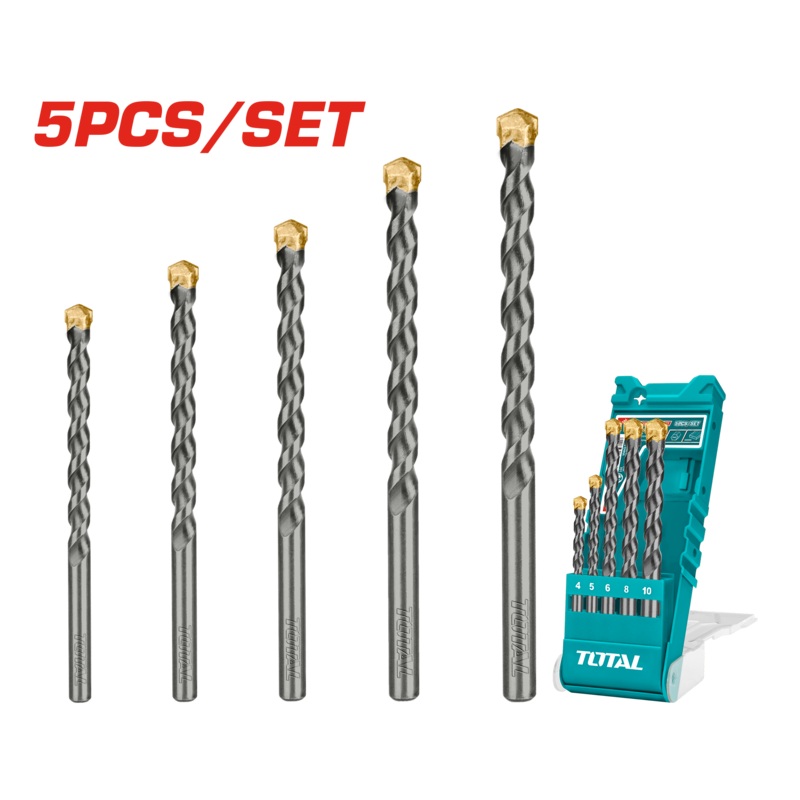 Total tools Masonry drill bits set 5 pcs  from 4 : 10 mm  - TACSD5051