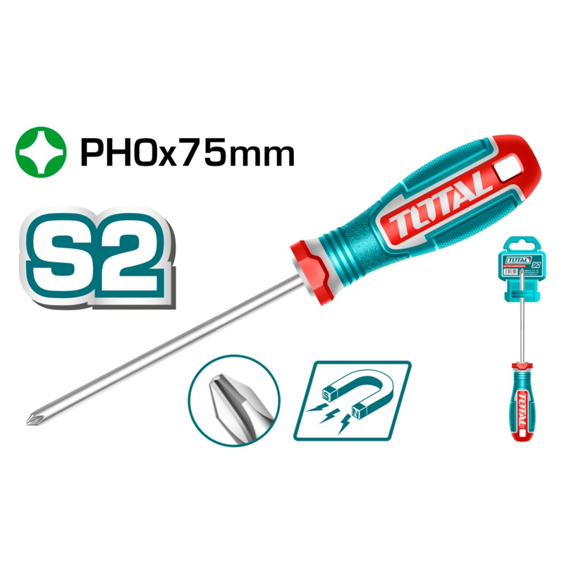 Total tools Phillips screwdriver PH0 X 75 mm -  TSDPH0075