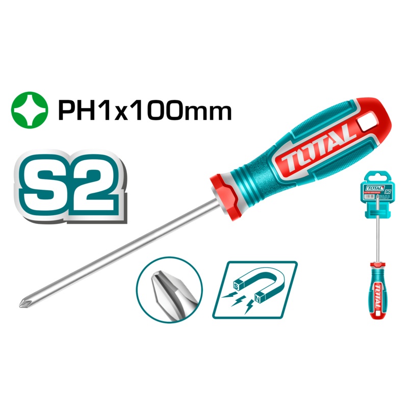 Total tools Phillips screwdriver PH1 X 100 mm -  TSDPH1100