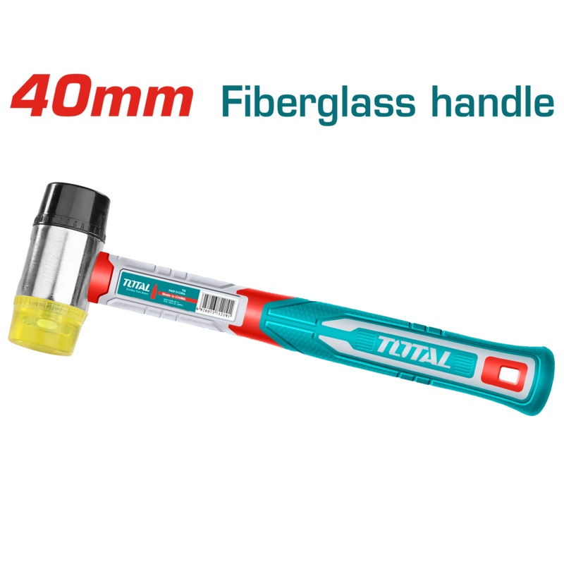 Total tools Rubber and plastic hammer 40 mm fiberglass handle - THRUH6940