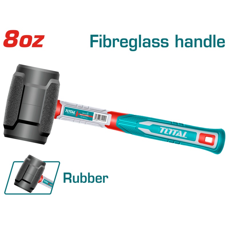 Total tools Rubber hammer 220 G fiberglass handle - THRUH6808