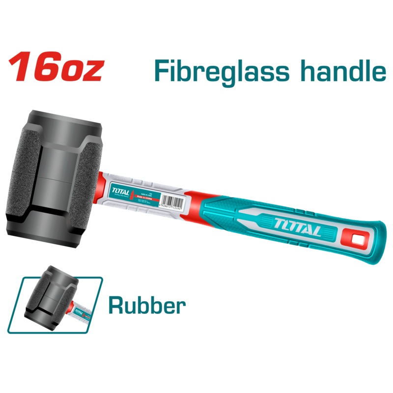 Total tools Rubber hammer 450G fiberglass handle - THRUH6816