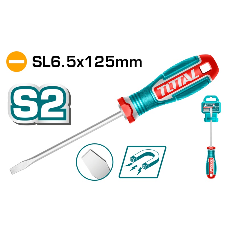 Total tools Slotted screwdriver 6.5 mm X 125 mm -  TSDSL6125