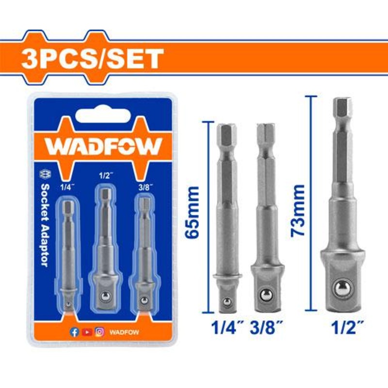 WADFOW 3 Pcs Socket adaptor 1/2-1/4-3/8 - WSV4K01