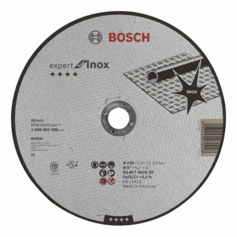 BOSCH  Inox Cutting Disc 9"x 2mm made in Slovenia - 2608600096