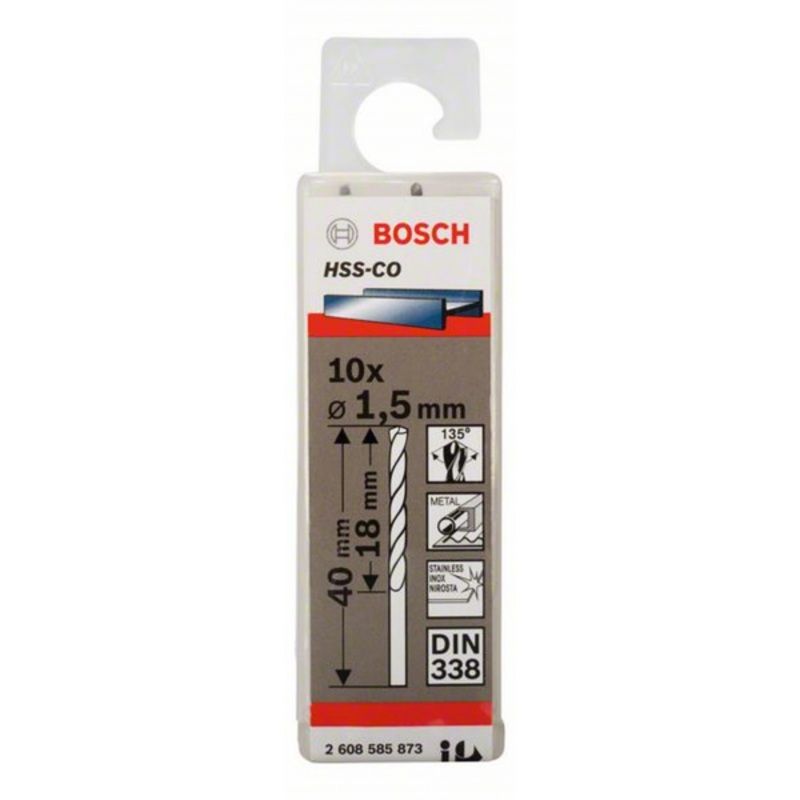 BOSCH  metal drill bit HSS-Co, DIN 338, 1.5 x 18 x 40 mm - 2608585873