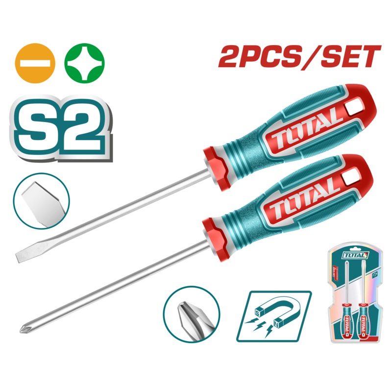 Total tools 2 Pcs screwdriver set 125 mm  S2- TKSDS0226