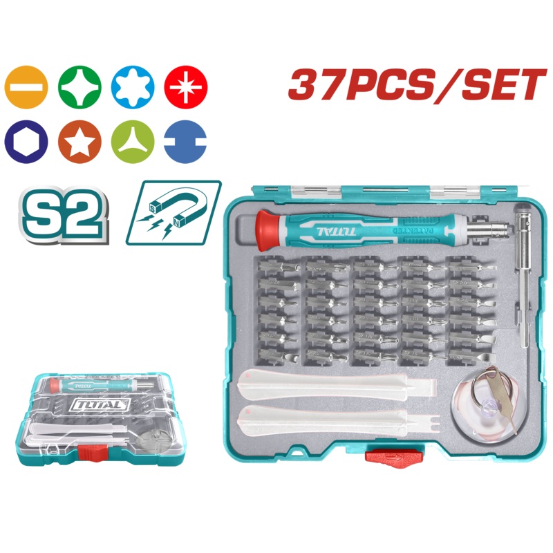 Total tools 37 Pcs precision screwdriver bits set with handle  - TACSD30376