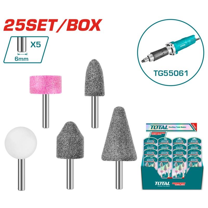 Total tools Accessories for die grinder 6 pcs - TAKB0502