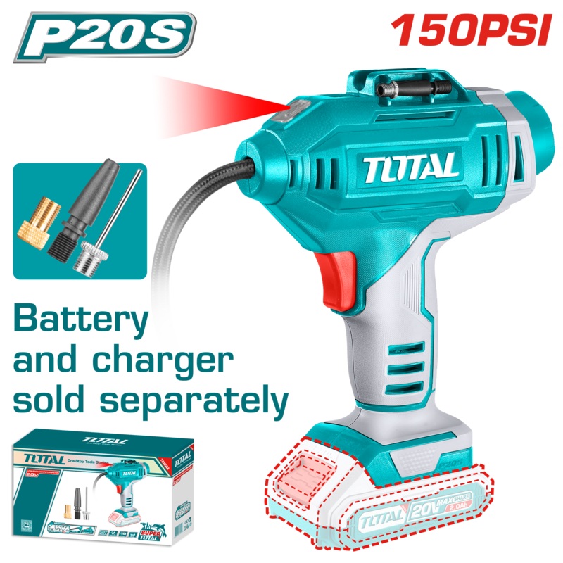 Total tools Cordless auto air compressor 20V 10 bar without Battery and charger  - TACLI2018