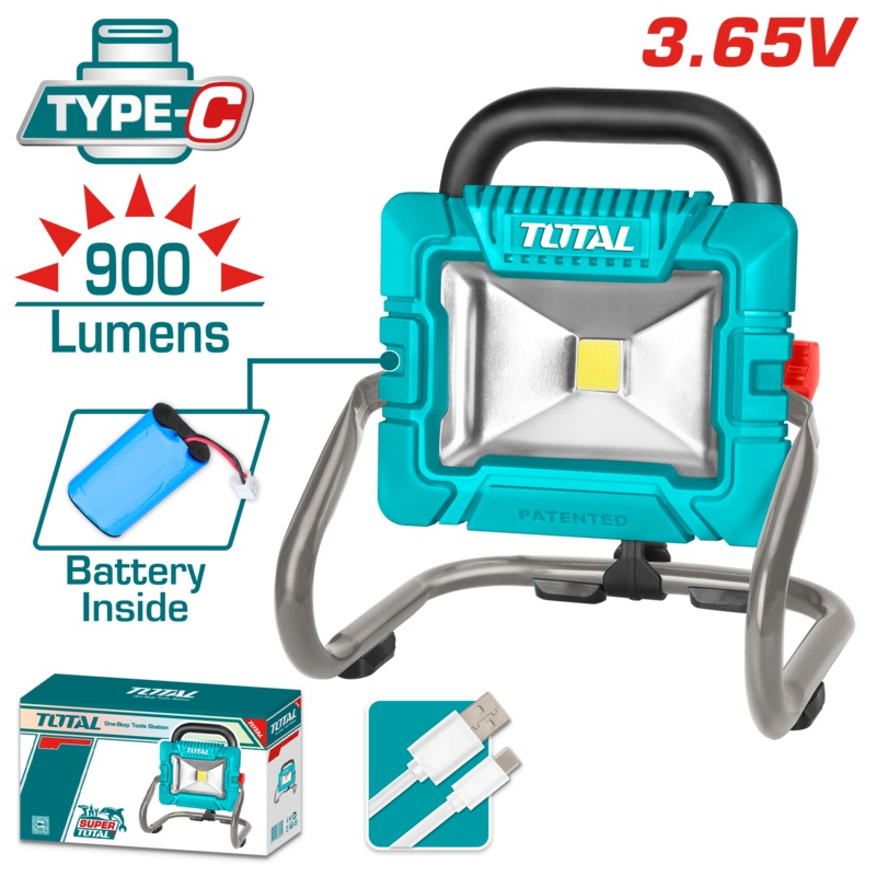Total tools Cordless portable lamp  battery included 3.6V  with USB charging cable- TRLF4415