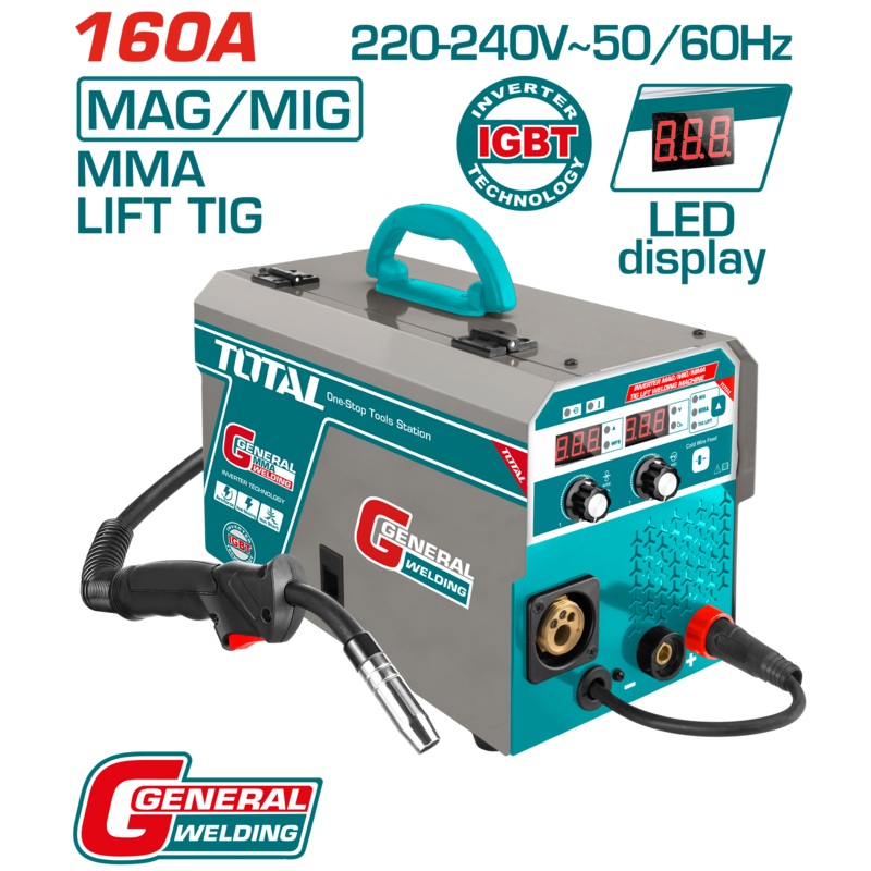 Total tools Inverter MAG/MIG/MMA/TIG Lift welding machine  160 Ah -  LCD - TMGT1601