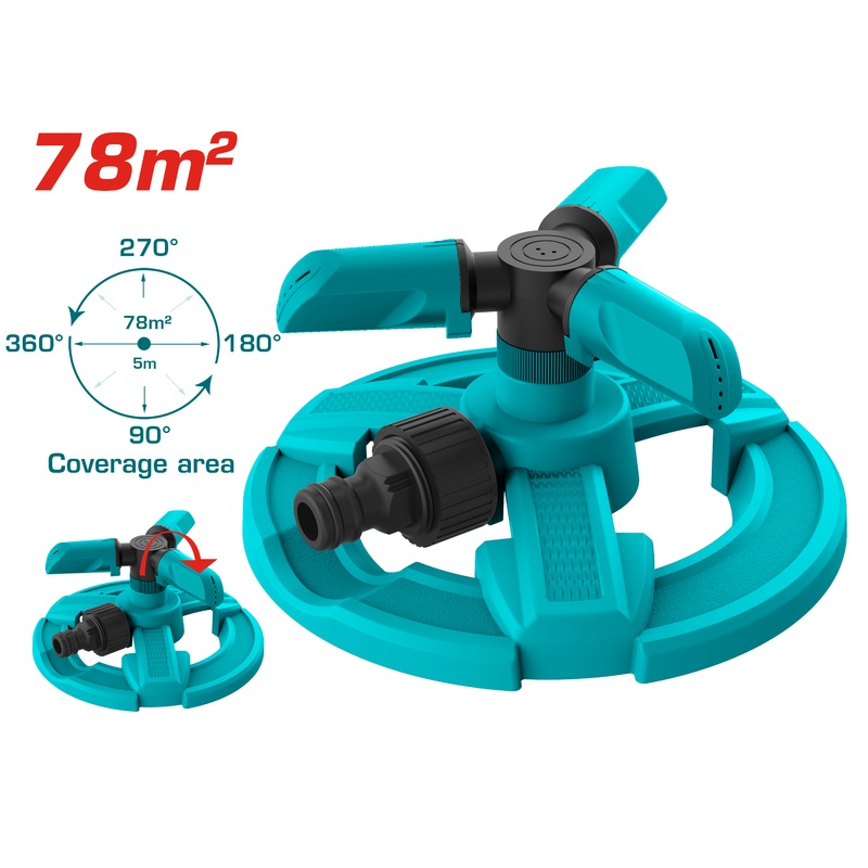 Total tools Plastic 3 arm rotatory sprinkler - THPS23602