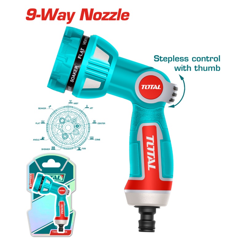 Total tools Plastic trigger nozzle 9 pattern spray  - THWSG6091