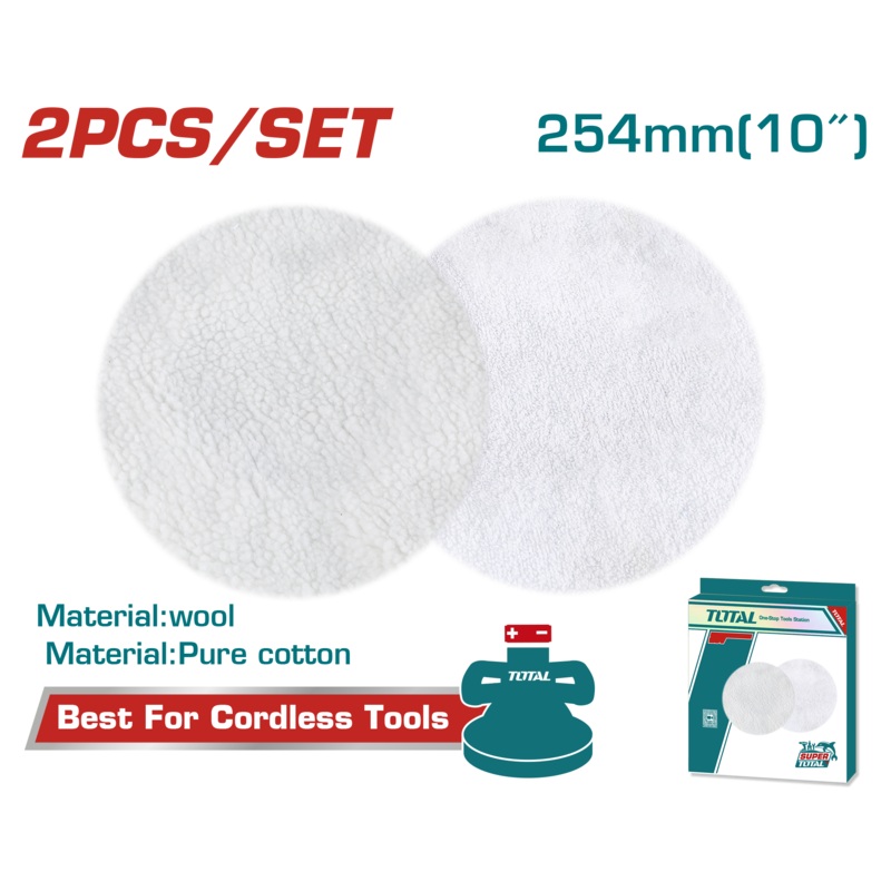 Total tools Polishing and cleaning set 2 pcs 10" ( wool and  cotton ) - TAC25402