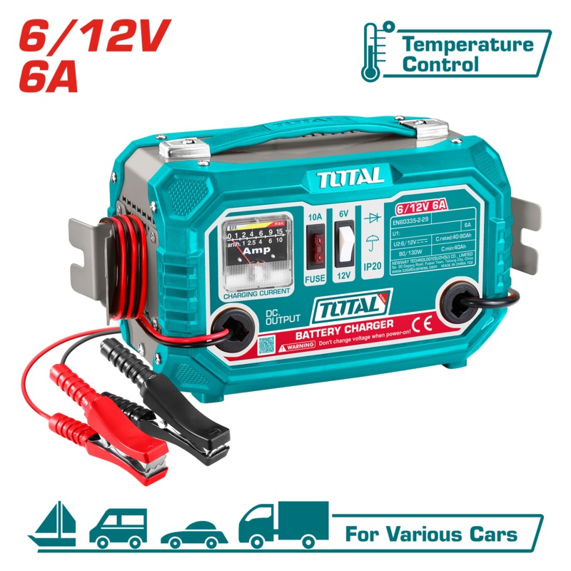 Total tools Potable Battery charger 6/12 V  6 A - TBC1501