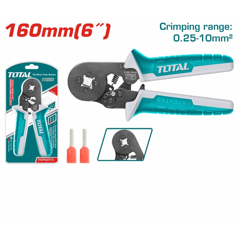 Total tools Ratchet crimping plier 6" For tubular bare terminals - THCPG2510
