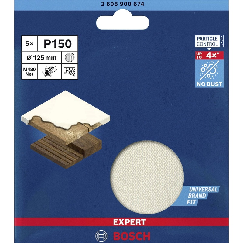 BOSCH  EXPERT M480  Router mesh sanding disc Unperforated Grit size 150 () 125 mm - 2608900674