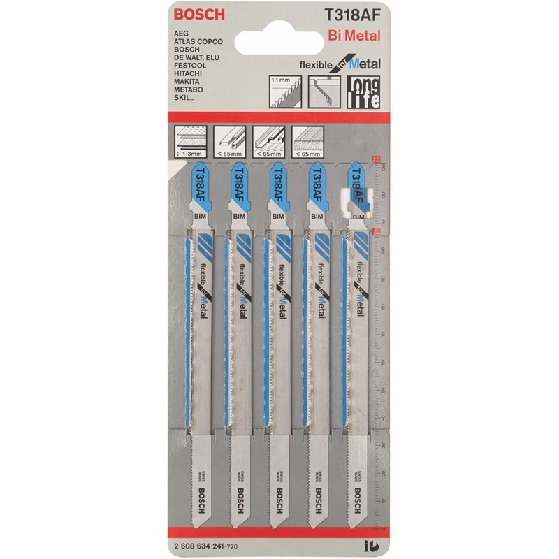 BOSCH  Flexible Jigsaw Blade set for Metal   5 Pcs   - 2608634241