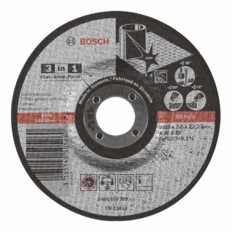 BOSCH Grinding & Cutting Disc 5 Inch   3 mm  made in Slovenia - 2608602389