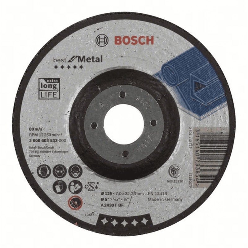 BOSCH   Grinding Disc for Metal 125 x 7 mm - 2608603533