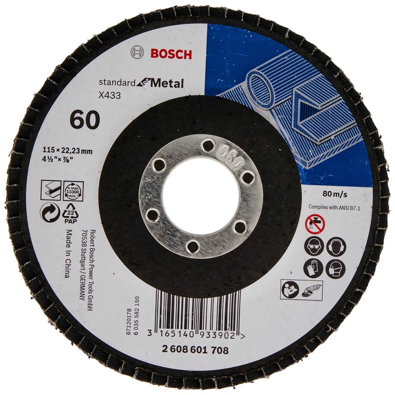 BOSCH Metal Flap Disc 4.5 " - 115 mm Grit 60 - 2608601708