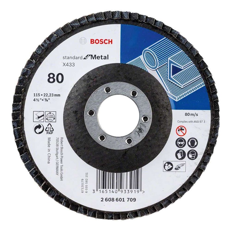 BOSCH Metal Flap Disc 4.5 " - 115 mm Grit 80 - 2608601709