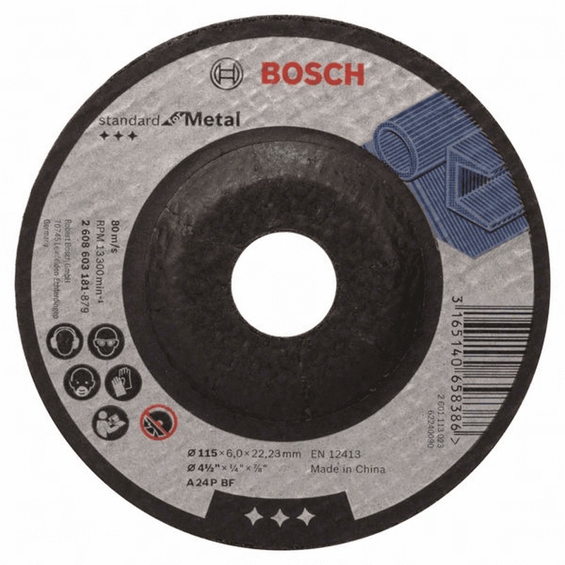 BOSCH  Metal Grinding Disc  115 x 6 x 22,23 mm  Depressed Centre  - 2608603181