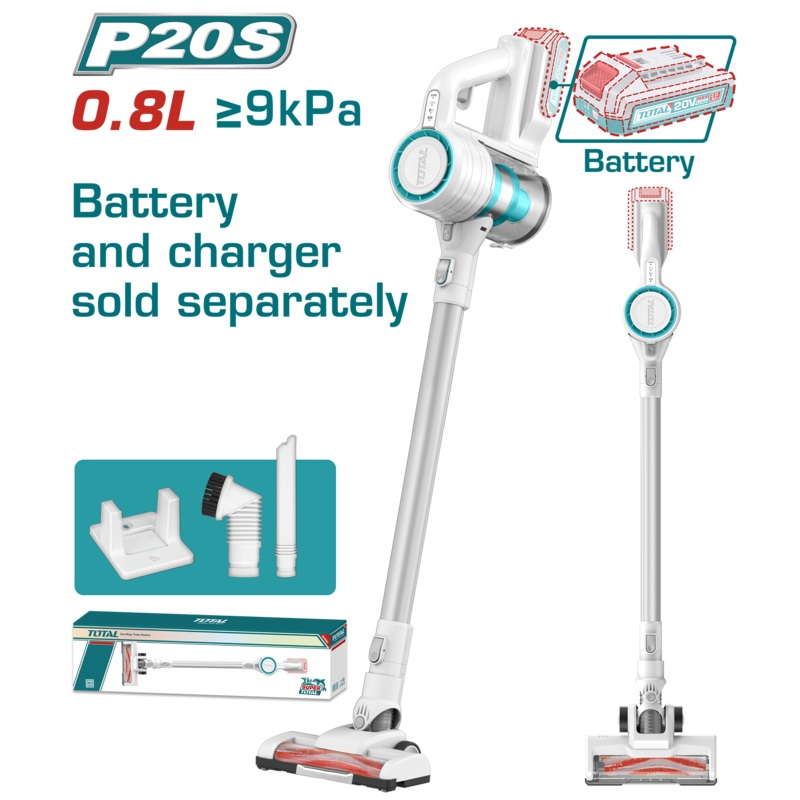 Total tools Cordless vacuum cleaner 20 V 0.8 ltr. without battery and charger - TVLI20061