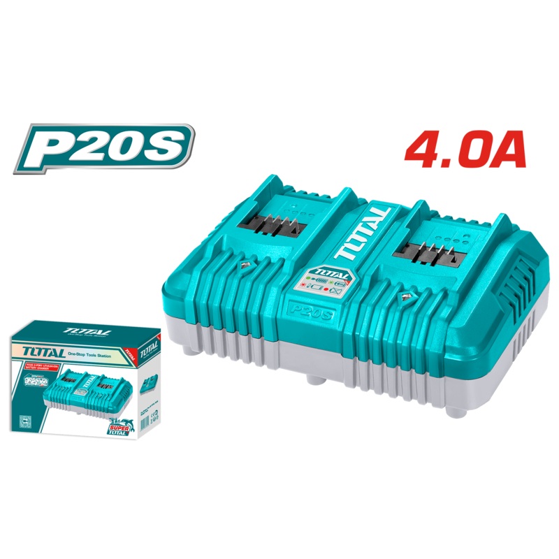 Total tools P20S Dual Port Fast Intelligent Charger 20 V 4 A -TCLI2034