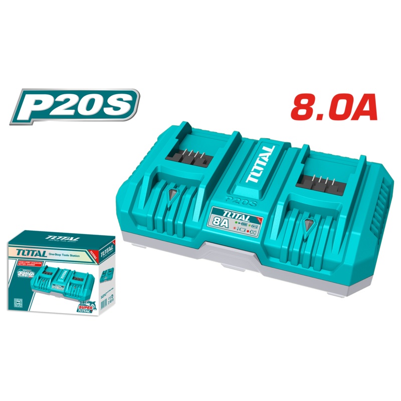 Total tools P20S Dual Port Fast Intelligent Charger 20 V 8 A  - TFCLI2082