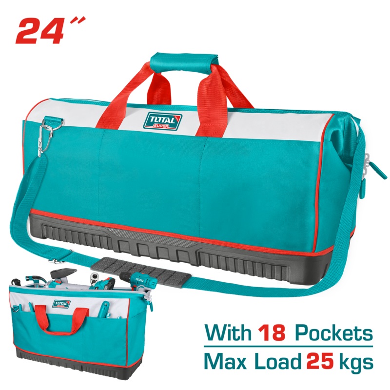 Total tools Tool bag 24 inch Durable plastic base with 18 pockets - THT16242