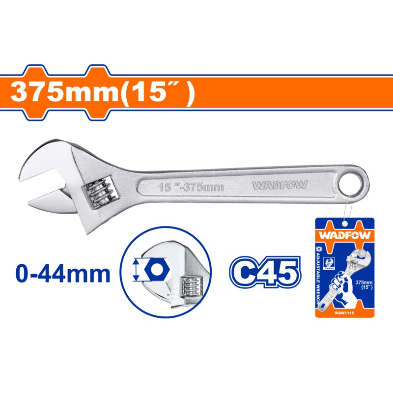 WADFOW Adjustable wrench 15 inch. 375 mm - WAW1115