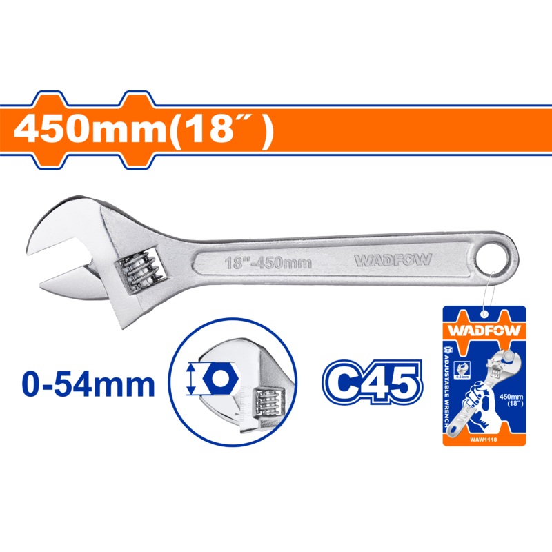 WADFOW Adjustable wrench 18 inch. 450 mm- WAW1118