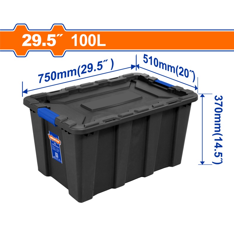 WADFOW Plastic  black storage container 29.5 inch. 100 ltr.- WTB331B