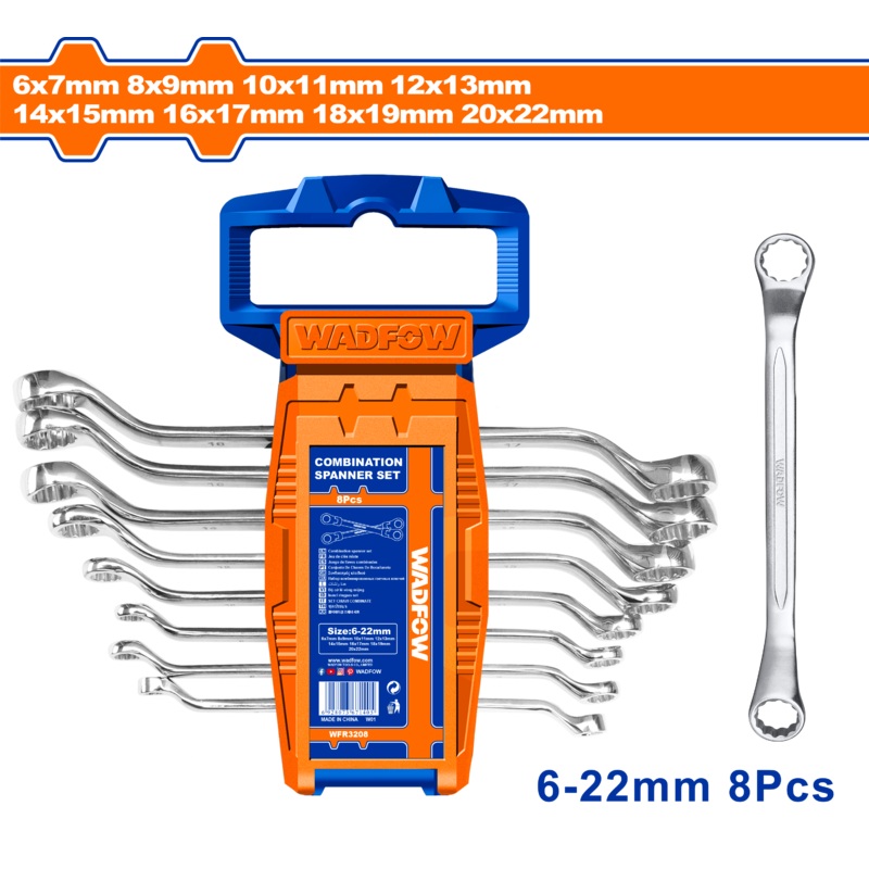 WADFOW Ring spanner set  6: 22 mm 8 pcs. -WFR3208