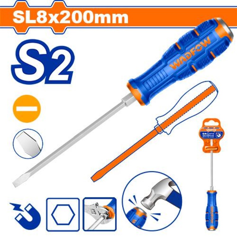 WADFOW Slotted go-through screwdriver 8 mm x 200 mm  - WQJ1288
