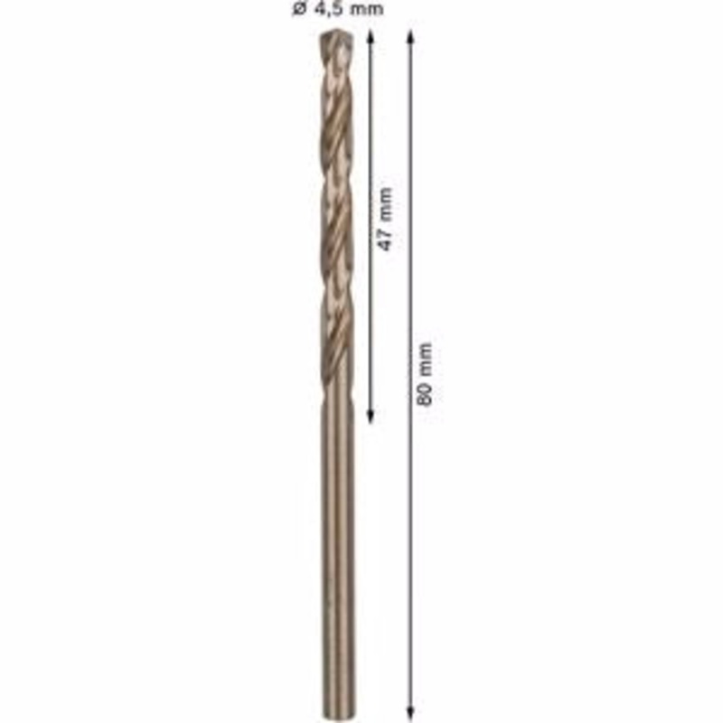 BOSCH  HSS-Co Metal Drill Bit (stainless steel ) 4.5 x 47 x 80 mm - 2608585883