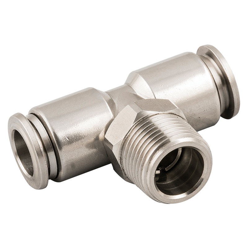 Male Thread T / Tee Metal type Connector Three-way Pneumatic Air tube fittings Thread 1/4-inch x Tube 4mm Model MPT 04-02