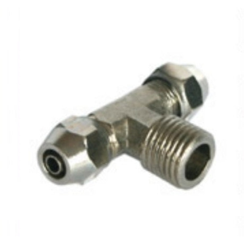 T/Tee Connector Metal Nickel-Plated 2 Way Pneumatic Air tube fittings Tube + 1 way  Thread  Model SP20