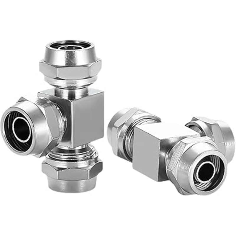 T/Tee Connector Metal Nickel-Plated Three Way Pneumatic Air tube fittings Tube Model SP15