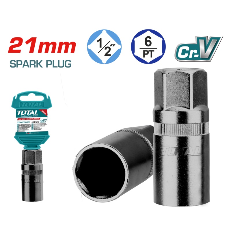 Total tools 1/2" Spark plug socket 21  mm - THSPS12216