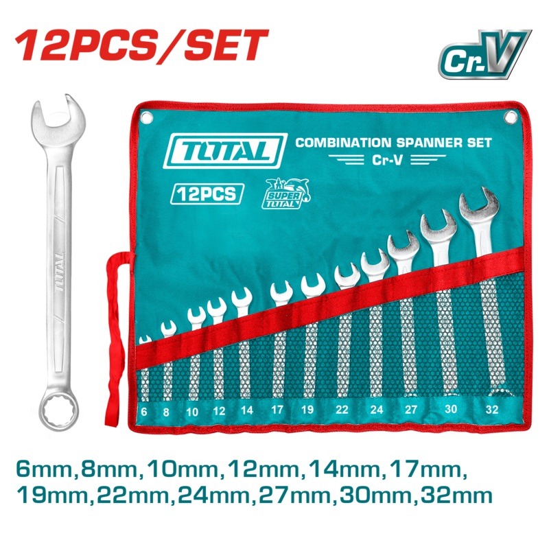 Total tools 12 Pcs combination spanner set 6: 32 mm - THT1022122