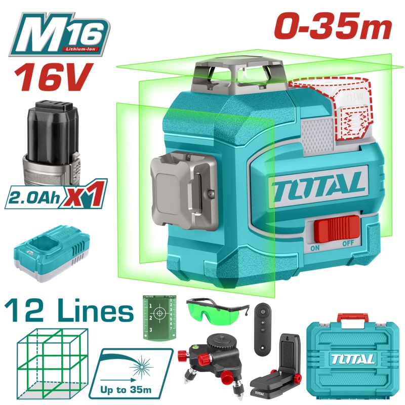Total tools Cordless 3D laser level 35 M 16 volt +  battery and charger - TLL301201
