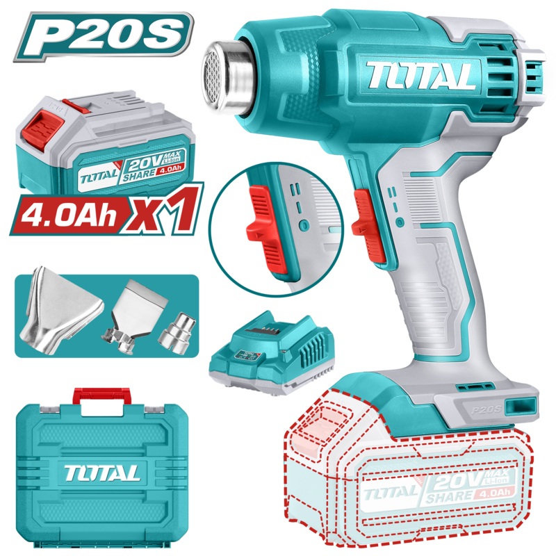 Total tools Cordless heat gun 20 volt + battery and charger- TBLI20025